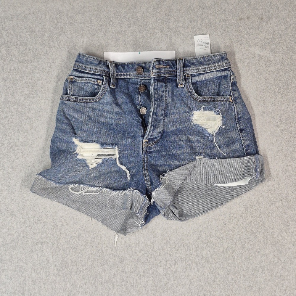 Hollister Women Shorts 3 / W26 Blue Denim Jean Shorts Jeans Curvy Ultra Mom